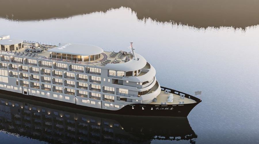 Exterior view of Yangzi Explorer Cruise Ship, providing ultra luxury Yangtze River cruises