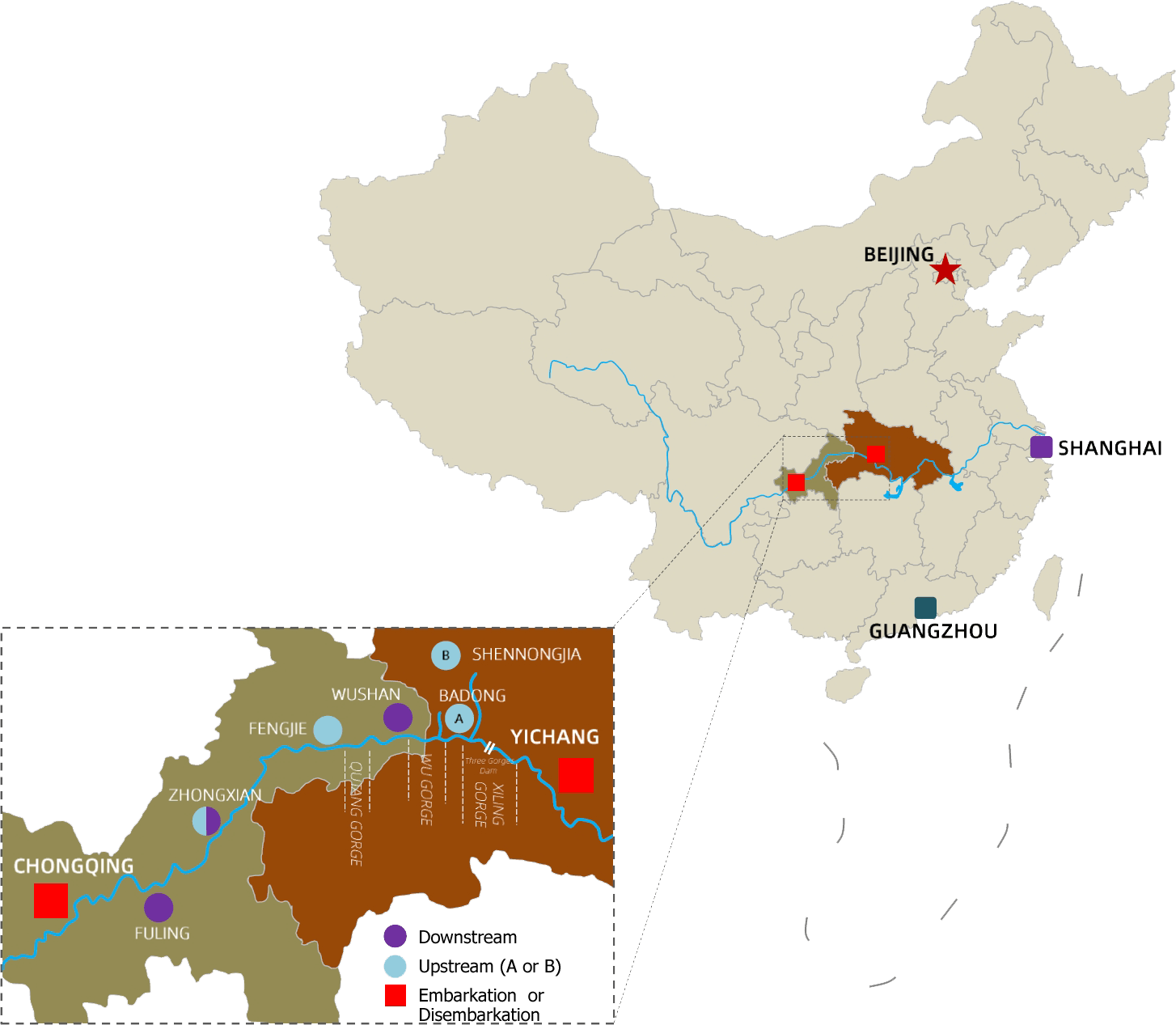 Yangzi Explorer Itinerary Map